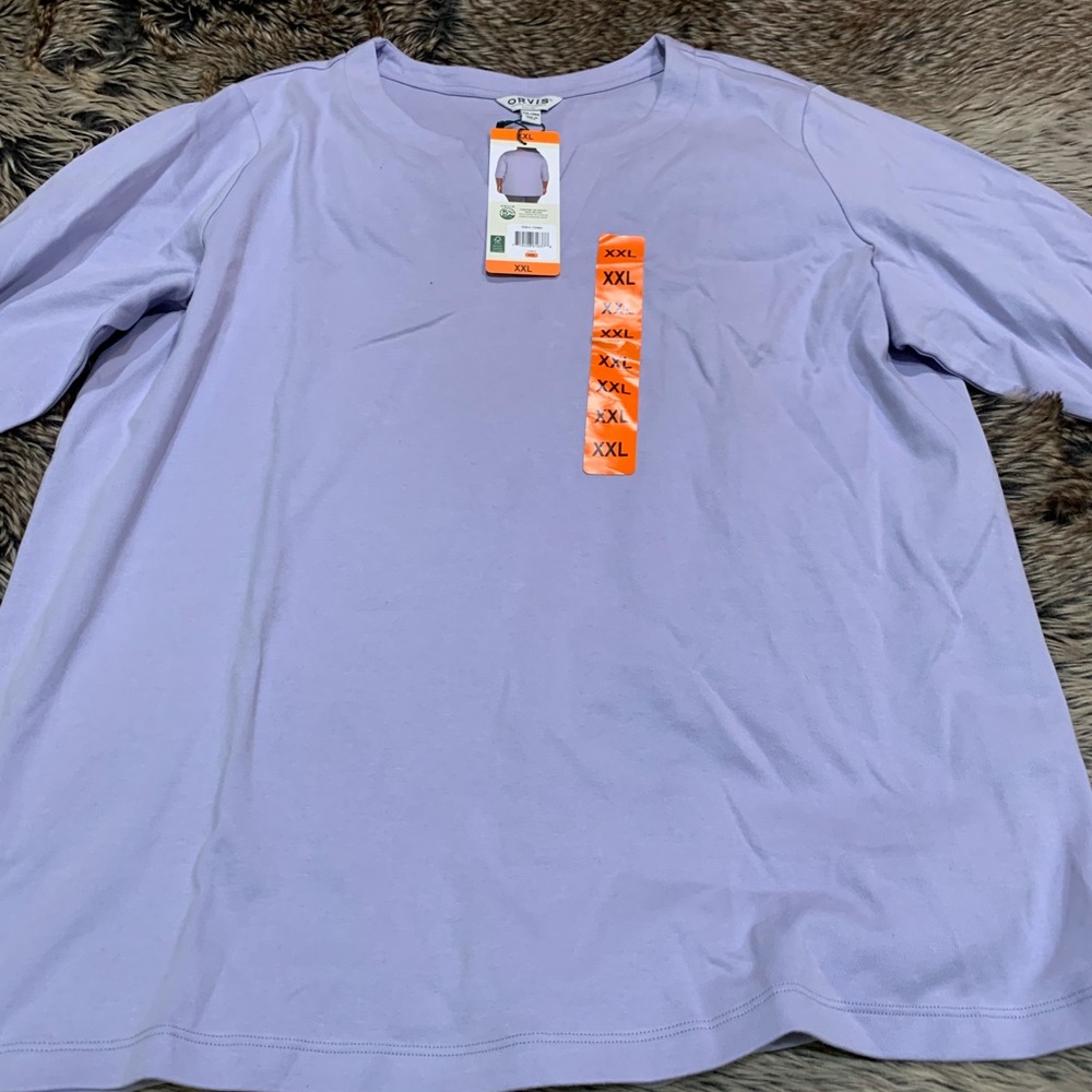 Orvis Ladies' ¾ Sleeve Split Neck Top purple size XXL NWT